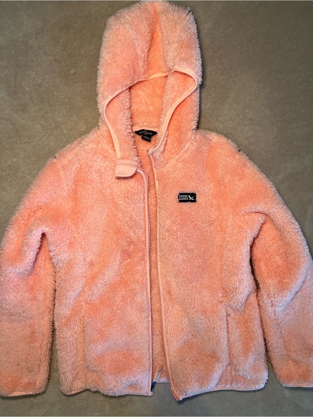 Eddie Bauer Girls Plush Hooded Jacket in Peach